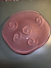 Vintage  Izabel Lam NY Wind Over Water Pink Swirl Art Glass 8" Plates Set of 3
