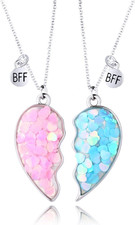 Best Friend Necklace for 2 Girls Magnetic Matching Friendship Necklace Half Hear
