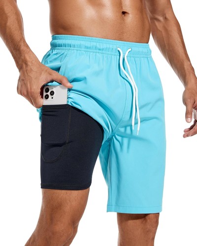 Bañador para hombre de secado rápido traje de baño pantalones cortos con forro bolsillo con cremallera - Imagen 3 de 117