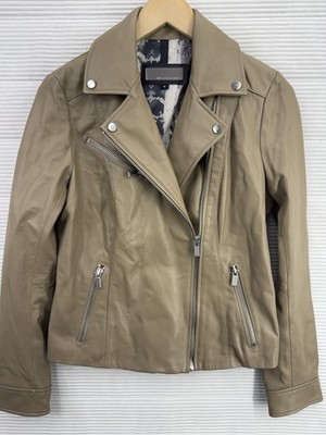 Wilson s Women s Tan Taupe Leather Moto Jacket Size S