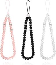 3Pcs Beaded Phone Lanyard Wrist Strap Cell Phone Lanyard Strap Crystal Cell