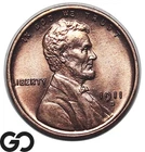 1911-D Lincoln Cent Wheat Penny, Flashy Red, Solid Gem BU++ RD