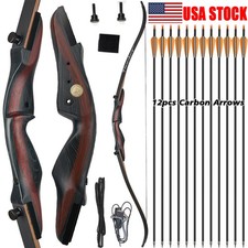 TOPARCHERY 62" Takedown Recurve Bow 20-50lbs Wooden Riser Archery Target Hunting