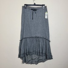 Sophie Max Gray Ruffle Midi Skirt S Dark Fairy Grunge Gypsy Festival Peasant NWT