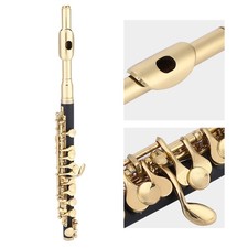 Golden Piccolo Ottavino Half Size Flute Plated C Key Tone With Padded Box