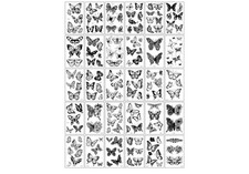 5Sheets Mixed Styles Artistic Black White Butterfly Waterproof Temporary Tattoos
