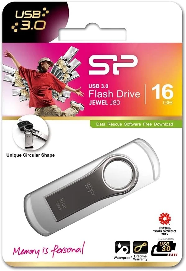 Silicon Power 16GB Jewel J80 USB 3.0 Key Flash Drive, Titanium (SP016GBUF3J80V1T - Image 4 of 4