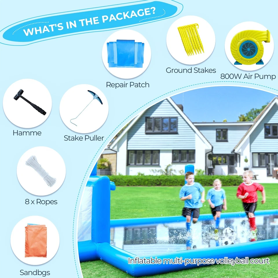 10m Inflatable Volleyball Court Soccer Pool Field Beach Net Outdoor Sports Game - image 3 of 4