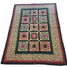 Handmade Stitched Patchwork Quilt Multi Colored Measures Approx 84 in. X 124 in.