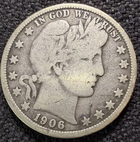 1906D Barber Liberty Head Half Dollar 90% Silver Classic American Coin FS KM116