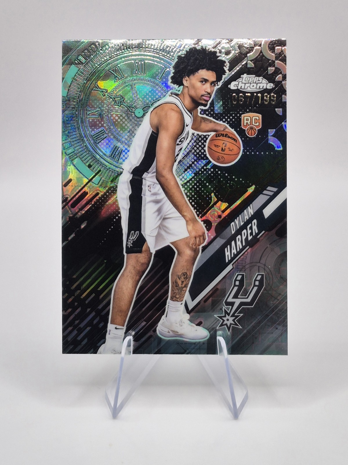 Dylan Harper 2025-26 Topps Chrome Go Time Insert Aqua Refractor /199 RC Spurs