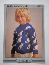  Knitting Pattern for Girls "Cat" Motif Sweater, in DK yarn,  Used,