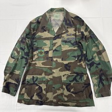 NATO US Air Force Jacket Mens Medium Long Woodland Camo BDU Patches