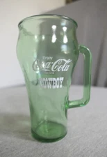 Vintage Green Coca-Cola Coke Whataburger Cowboy 14 Oz Soda Beer Glass Mug Handle