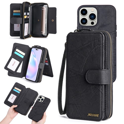 Fr iPhone 16E 15 14 13 12 11 Zipper Pocket Wallet Magnetic Detachable Phone Case - Picture 11 of 37
