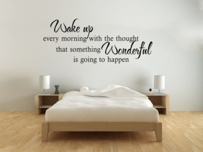 Schlafzimmer 'Wake Up' Wandkunst Zitat, Moderner Transfer, PVC Aufkleber, Raumdekor