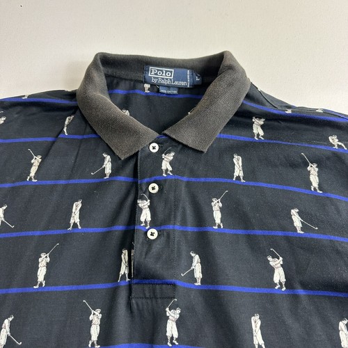 Vintage Ralph Lauren Mens Polo Shirt Large All Over Print Short Sleeve Golf - Picture 5 of 10