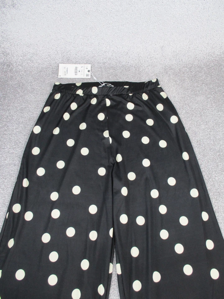 Calça social Zara feminina grande preta bege bolinhas leve perna larga NOVA - Imagem 2 de 4
