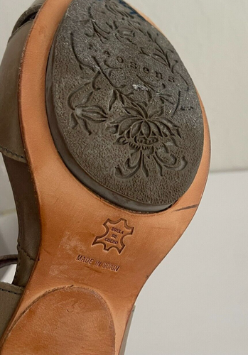 Sandales escarpins Neosens 39/9 talons cuir bout ouvert vert olive bride cheville - Photo 10/11
