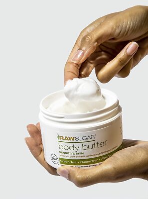 Raw Sugar Living Body Butter, Green Tea Cucumber Aloe Vera Travel Size 4pack 8oz