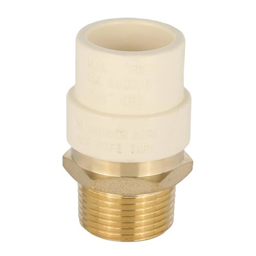 1 Pack EFIELD CPVC Fittings, 3/4" CPVC x 3/4" Male Thread Brass Adapter,No Lead
