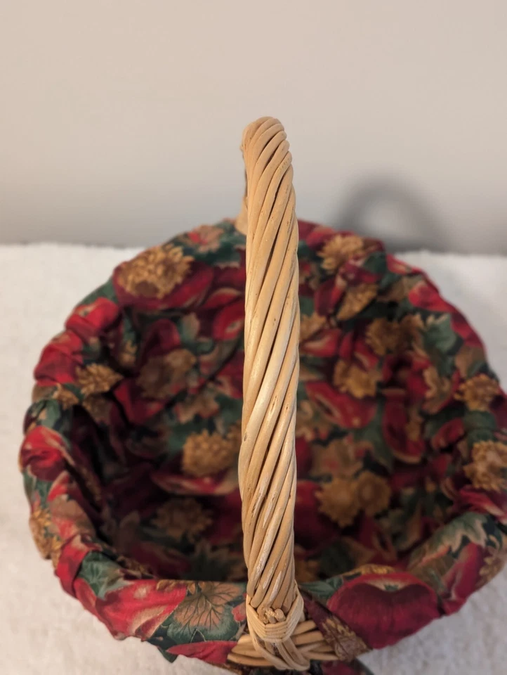 Cesta de mimbre marrón forro otoño vacaciones mango tejido ovalado Foto 4 de 4