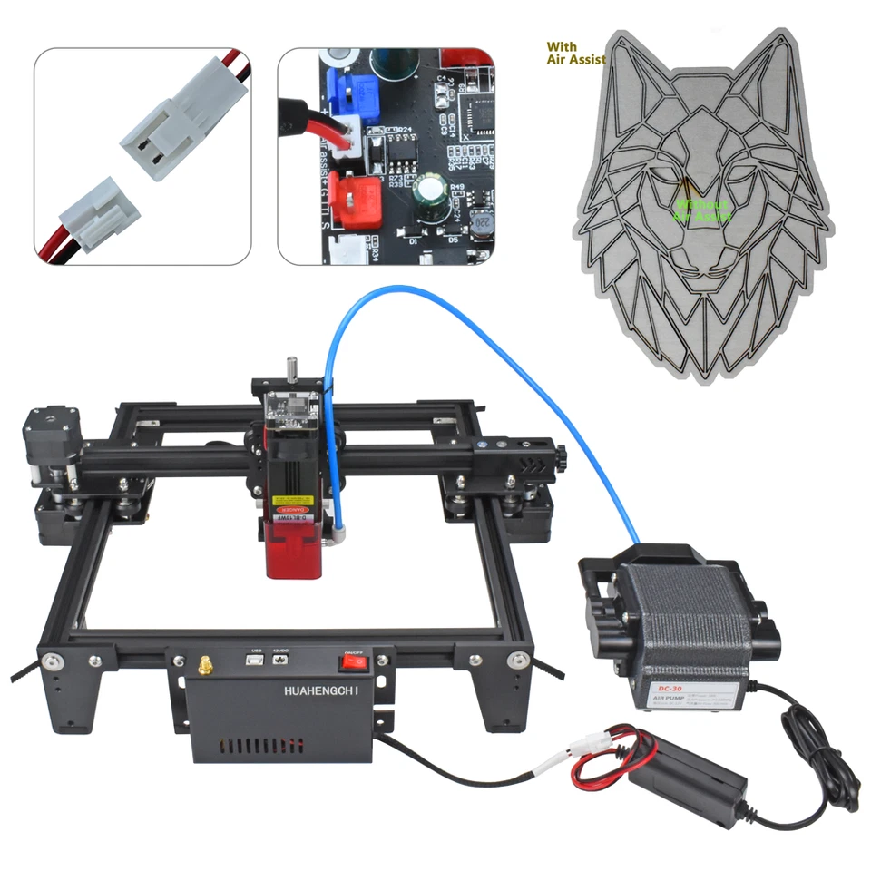 GRBL Controller CNC Laser Engraver Cutter Automatic Air Assist Motherboard &Pump - Image 2 of 4