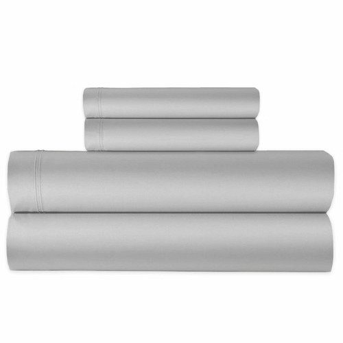 $325+tax YVES DELORME COTTON SATEEN 300TC TRIOMPHE KING FITTED SHEET SILVER NEW - Picture 4 of 4