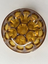 Antique 1910 Amber Swirl 19 Hole 4  Glass Flower Frog Made in England See Photos