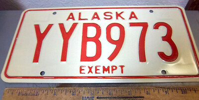 Alaska License Plate for Exempt use, 1976 issue, YYB 973, MINT never used plate