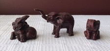 Lot of 3 Miniature Resin Elephant Figurines Not a Set , Largest 3.5"L x 2.25"T