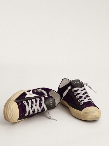 Golden Goose V-Star Sneaker Purple Velvet/White/Silver sz 37 New in Box - Picture 11 of 11