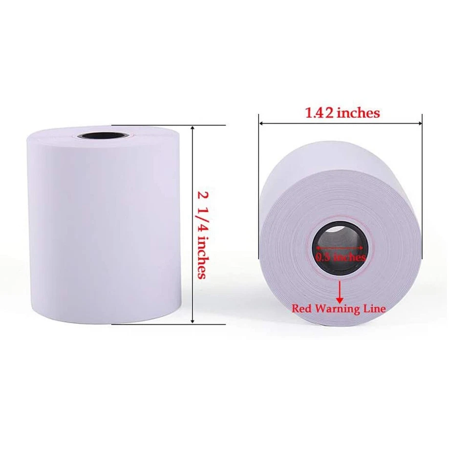 Estojo de 50 rolos 2 1/4" x 85' caixa registradora térmica cartão de crédito papel de recibo PDV - Imagem 3 de 4