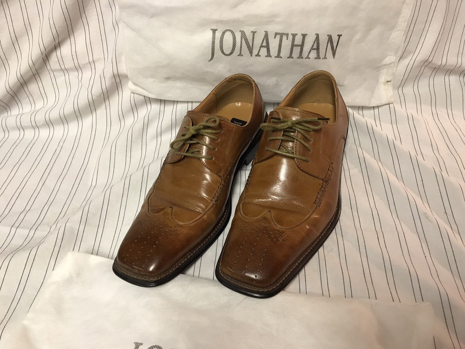 SAOLA Oxford da uomo Jonathan in pelle con punta ad ala in cognac taglia 8D