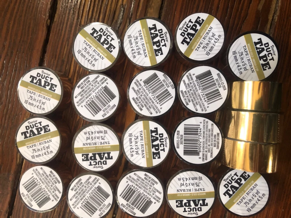 20 ROLLS Darice 管道胶带镜面金色 12 卷 0.75 英寸 x 5 码 — 第 2/2 张图片