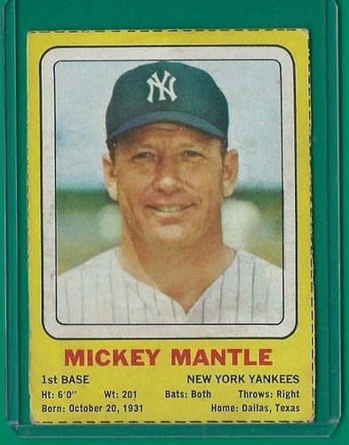 1969 Transogram Baseball Mickey Mantle - Hand Cut - VG+ EX