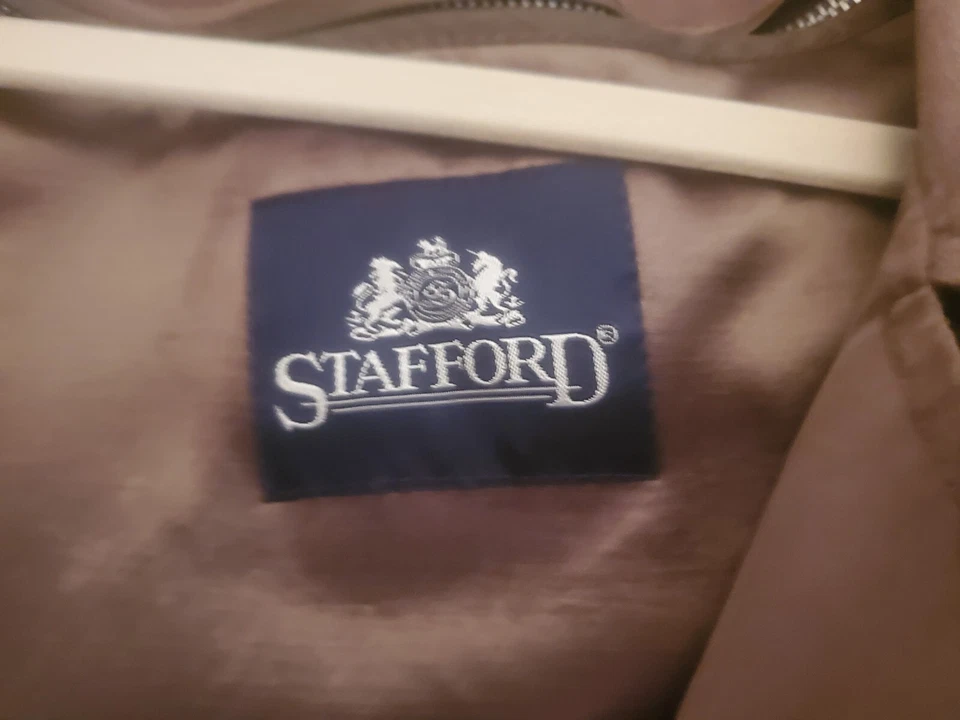 STAFFORD винтажный Тренч мужской L Sz 40 Reg оливковый хаки молнии подкладка - Изображение 3 из 4