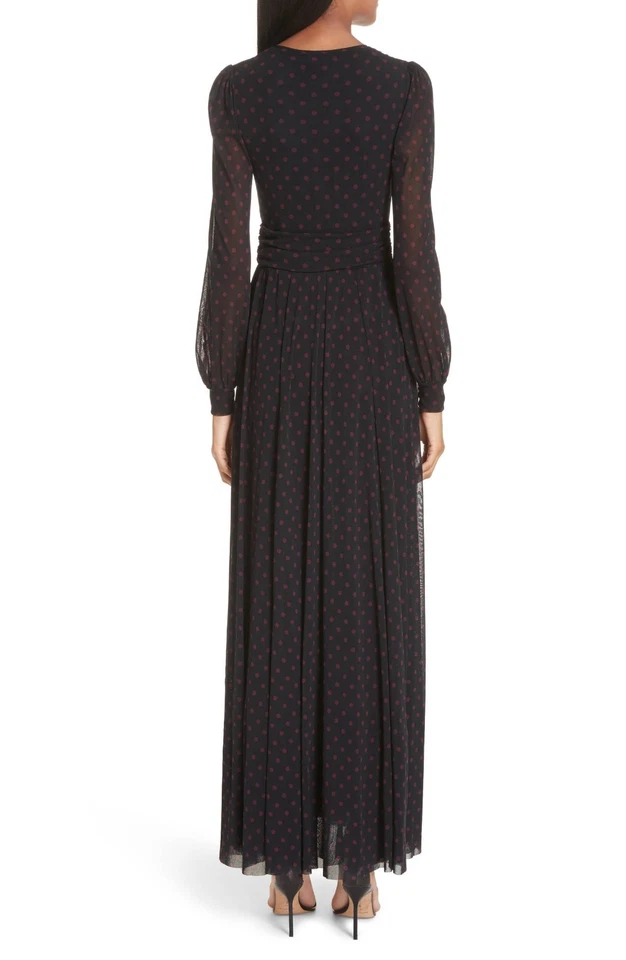 Maxi Vestido FUZZI Negro Rosa Vino Lunares Tul Manga Larga Imperio XS = 0/2 🖤 Foto 3 de 4