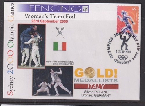 Australia 2000 Olympics Fencing Women's Team Foil Gold Medal Souvenir Cover - 第 1/1 張圖片
