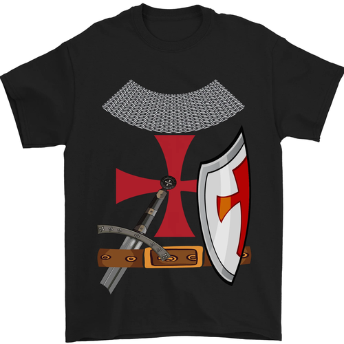 Caballero Templario Disfraz San Jorge Día Camiseta Hombre 100% Algodón - Picture 20 of 95