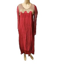 Antique 1920s Red Silk Dress - Original -Drop Waist Small - Medium