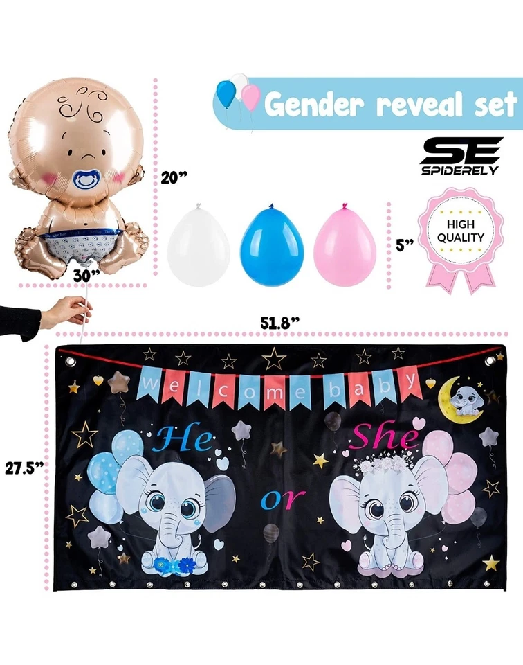 Kit Globos Revelación Género Baby Shower - Decoraciones Globo Azul y Rosa. Foto 3 de 4