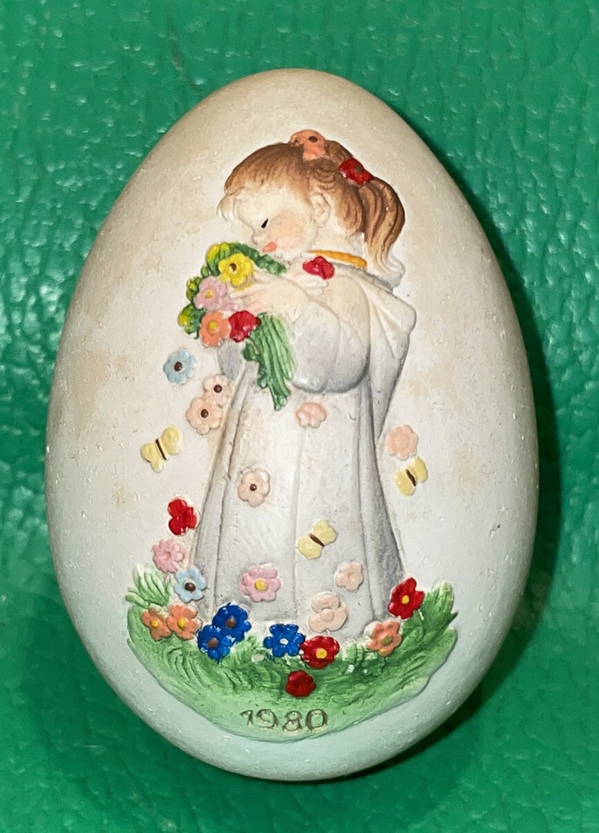 アンリ人形 Girl in the Egg ⭐︎イースター Vintage 1980 Annual Easter Egg Girl with Flowers Ferrandiz