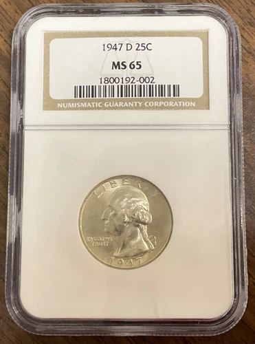 1947 D Washington Silver Quarter  - NGC MS65