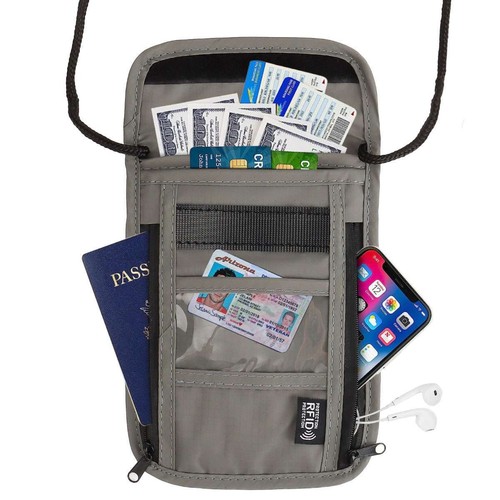 RFID Blocking Passport Holder Travel Wallet Bag Security Neck Pouch Anti-theft - Bild 7 von 14