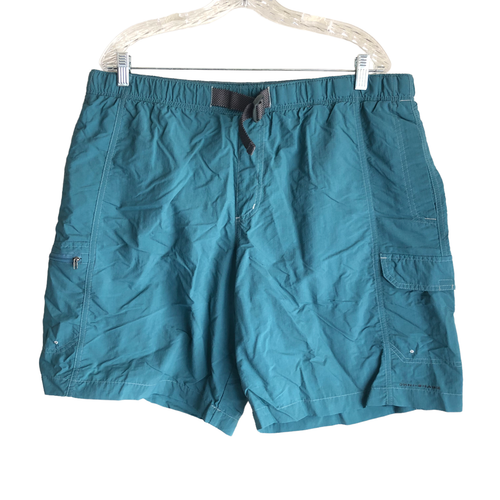 Columbia Men's Swim Trunks Size XL 3640 Belted Blue Mesh Lined 100