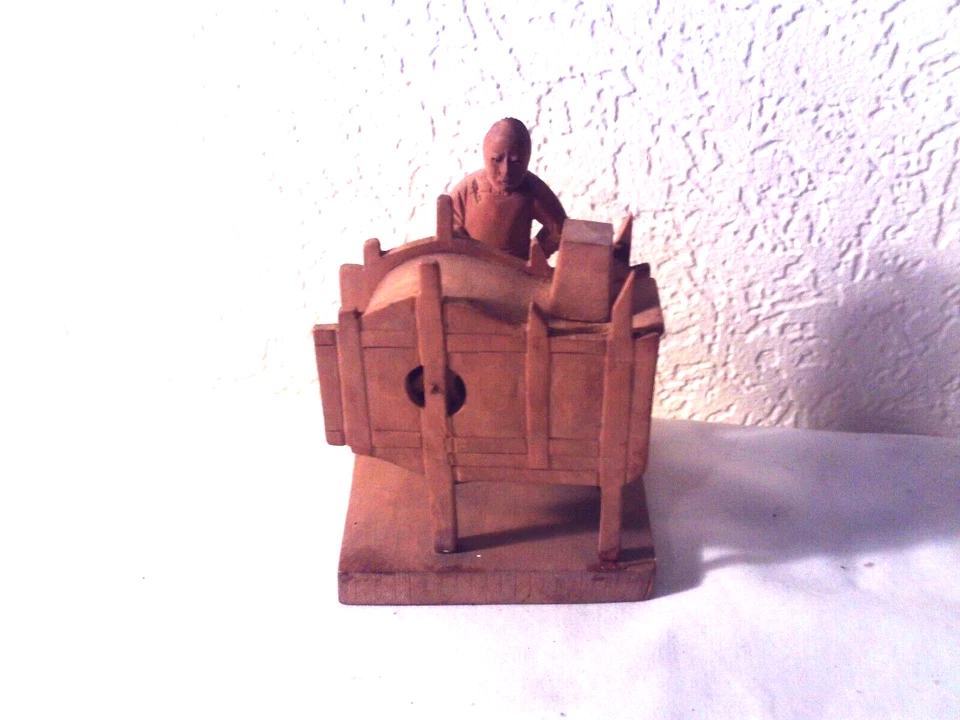 Chinese Carved Wooden Torture Crank Figure 1920s - Image 4 of 4