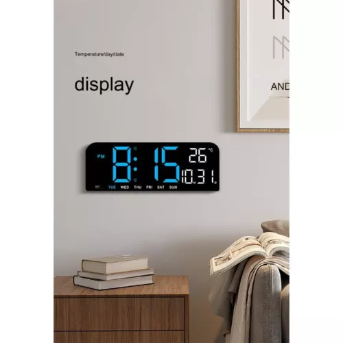 LED große digitale Wand Schreibtisch Uhr Fernbedienung Temperatur Datum Wochenanzeige - Bild 12 von 15