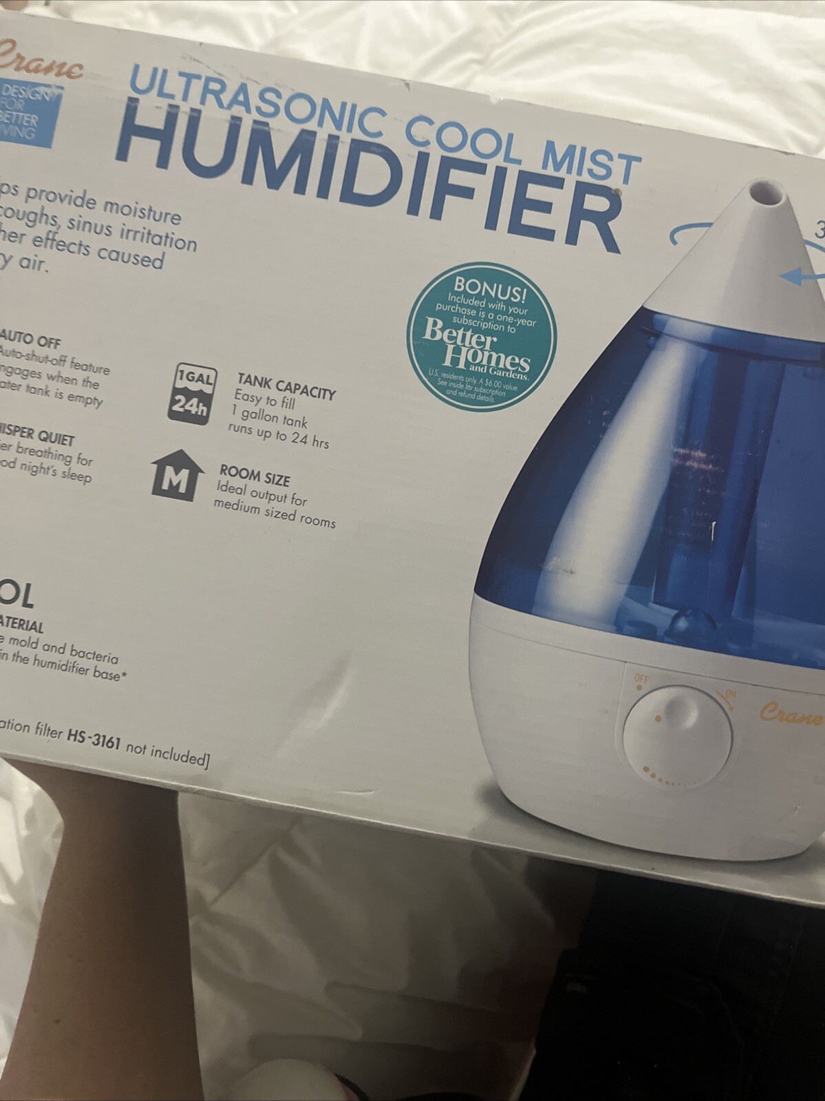Crane Drop Ultrasonic Cool Mist Humidifier - Blue/White - 1gal