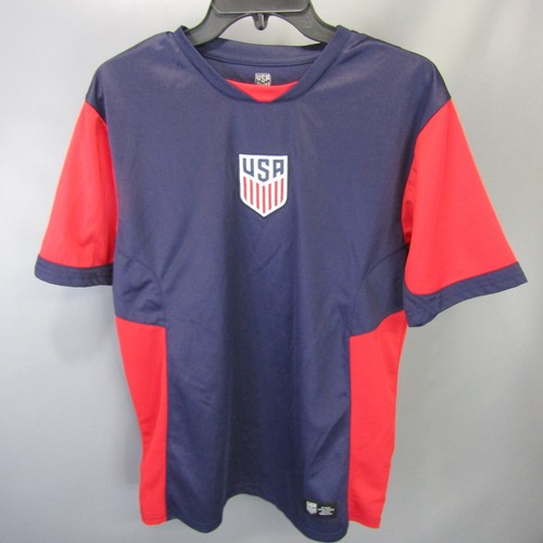 USA Soccer Jersey Mens Size L Athletic Shirt Large Cooling Fabric Red White Blue